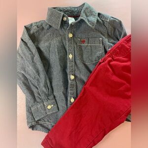 Kids outfit 24m maroon pants & long sleeve shirt 24 month 2T